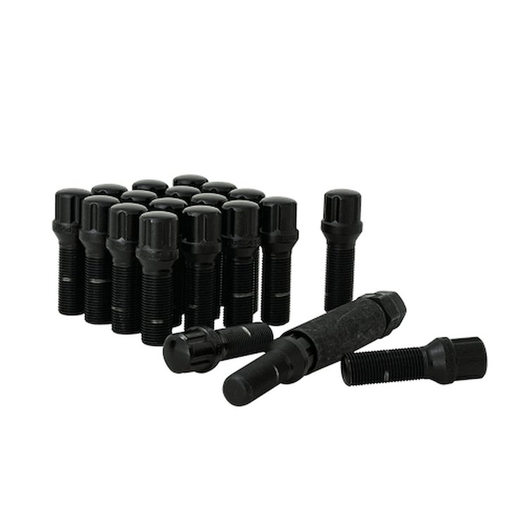 K5BS-14125X35BGR 5-Lug 14 mm x 1.25 Spline Bolt Wheel Installation Kit, Black, 35 mm