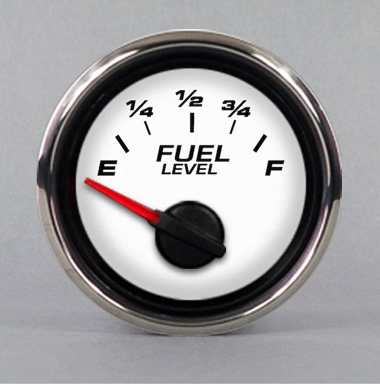01128-93 Performance Series Fuel Level Gauge, White, 2-1/16 in.