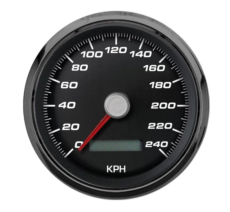 01140-01M Performance Series Programmable Speedometer, Black, 3-3/8 in., 240 Kph