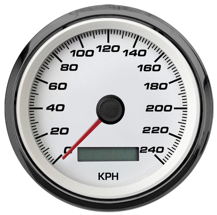 01140-03M Performance Series Programmable Speedometer, White, 3-3/8 in., 240 Kph