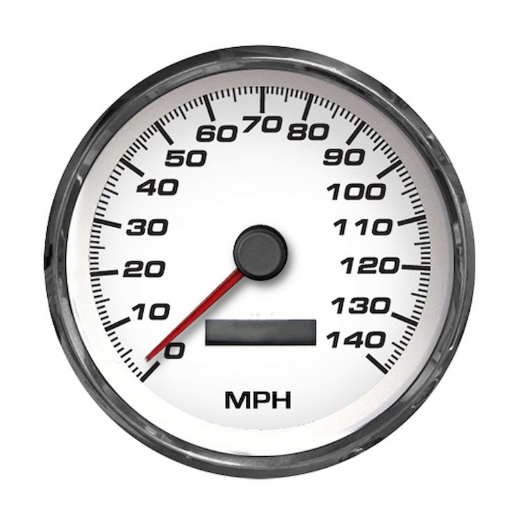 01150-03 Performance Series Programmable Speedometer, White, 4-3/8 in., 140 Mph