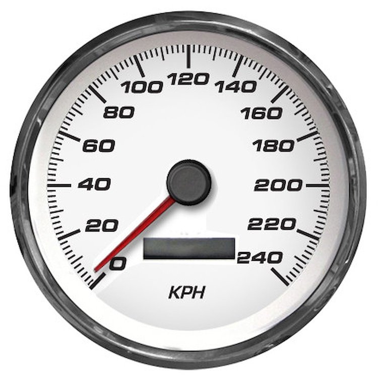 01150-03M Performance Series Programmable Speedometer, White, 4-3/8 in., 240 Kph