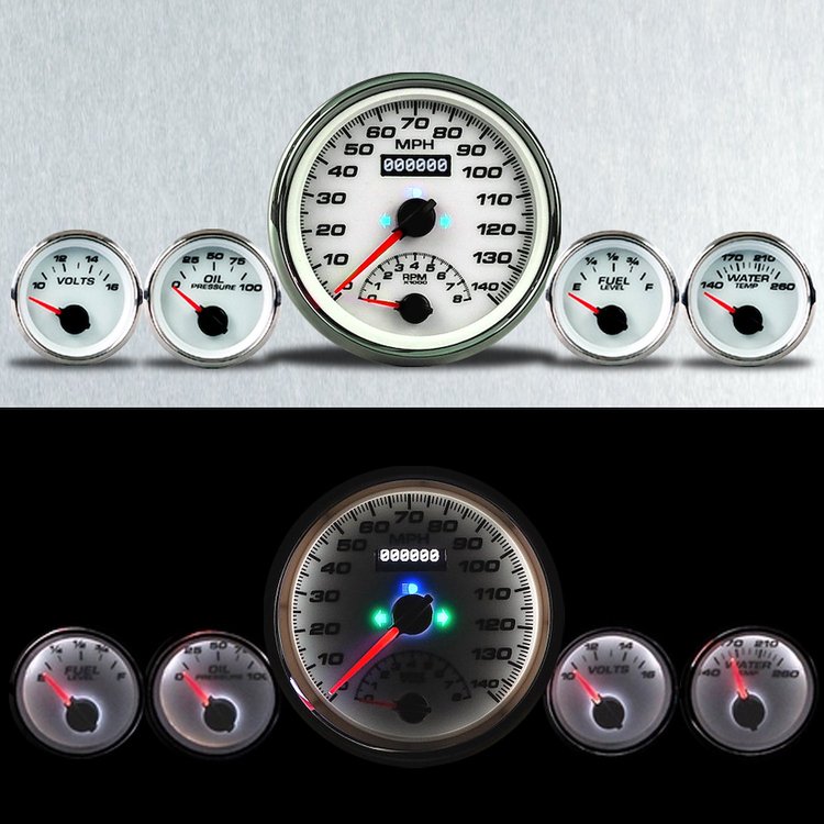 01505-03 Performance Series Direct-Fit Gauge Kit, Dodge Truck, White