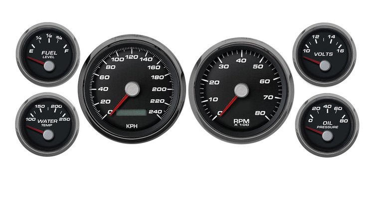 01649-01M Performance Series 6-Gauge Kit, Black, 3-3/8 in.