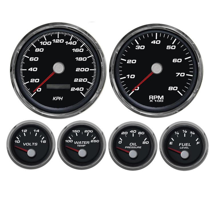 01658-01M Performance Series 6-Gauge Kit, Black, 4-3/8 in.