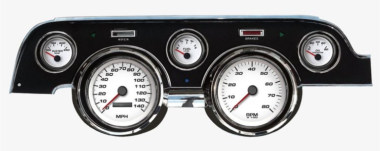01707-03 Performance Series Direct-Fit Gauge Kit, Ford Mustang 67-68, White