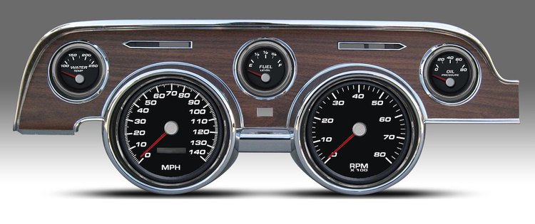 01717-01 Performance Series Direct-Fit Gauge Kit, Ford Mustang 67-68, Black