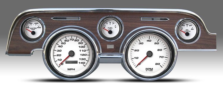 01717-03 Performance Series Direct-Fit Gauge Kit, Ford Mustang 67-68, White