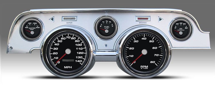 01727-01 Performance Series Direct-Fit Gauge Kit, Ford Mustang 67-68, Black