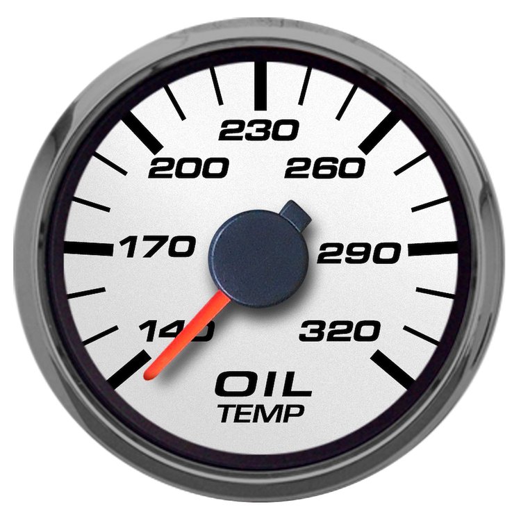 02193-03 Performance Ii Series Oil Temperature Gauge, White, 2-1/16 in.