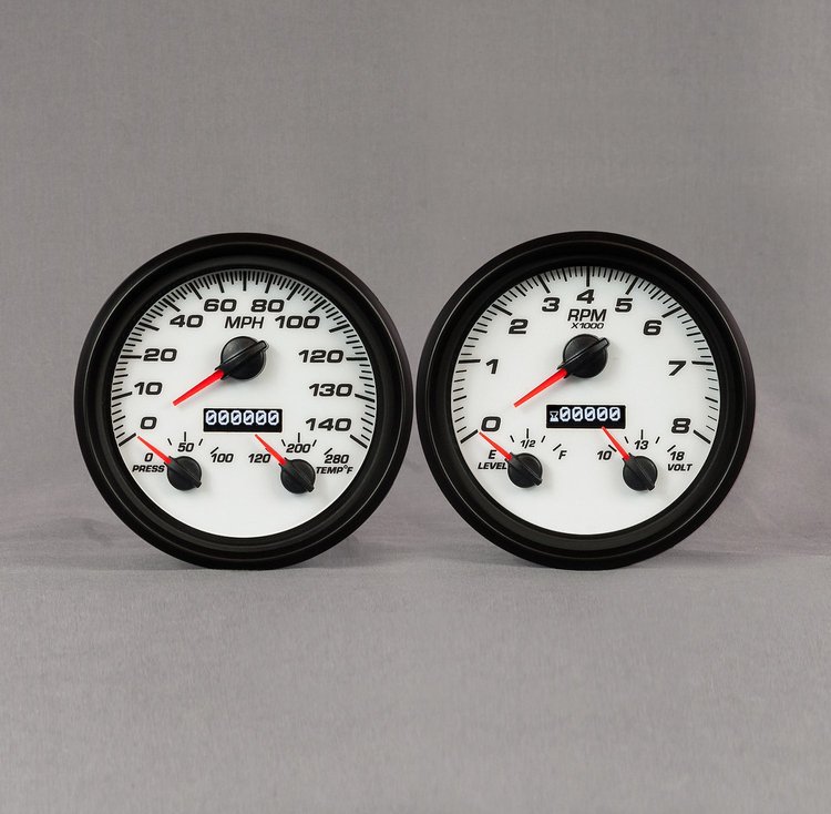 02257-03 Performance Ii Series 2-Gauge Kit, White, 4-3/8 in.