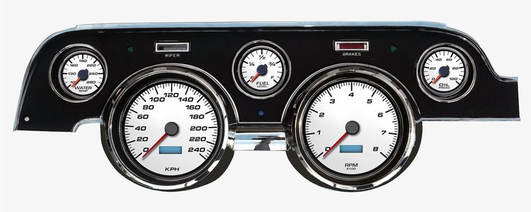 02707-03M Performance Ii Series Direct-Fit Gauge Kit, Ford Mustang 67-68, White