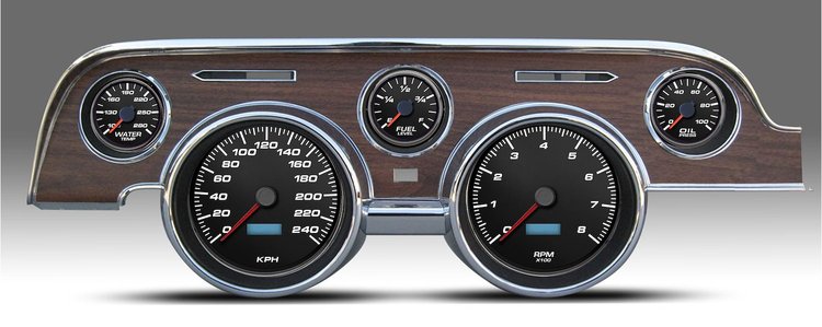 02717-01M Performance Ii Series Direct-Fit Gauge Kit, Ford Mustang 67-68, Black