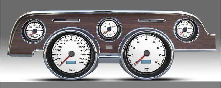 02717-03 Performance Ii Series Direct-Fit Gauge Kit, Ford Mustang 67-68, White