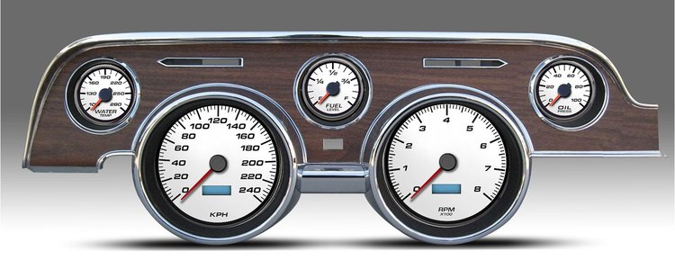 02717-03M Performance Ii Series Direct-Fit Gauge Kit, Ford Mustang 67-68, White