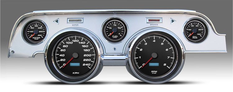 02727-01M Performance Ii Series Direct-Fit Gauge Kit, Ford Mustang 67-68, Black