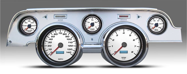 02727-03 Performance Ii Series Direct-Fit Gauge Kit, Ford Mustang 67-68, White