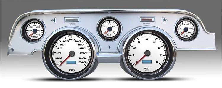 02727-03M Performance Ii Series Direct-Fit Gauge Kit, Ford Mustang 67-68, White