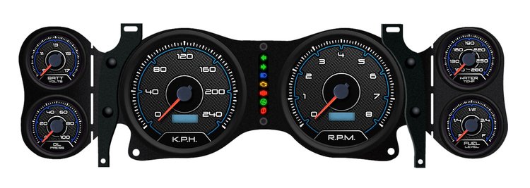20670-05M CFR Redline Series Direct-Fit Gauge Kit, Chevy Camaro 70-78, Blue