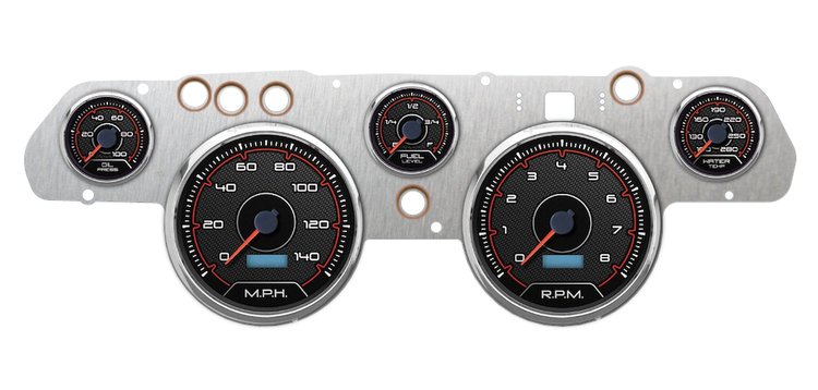 20705-01 CFR Redline Series Direct-Fit Gauge Kit, Ford Mustang 67-68, Black