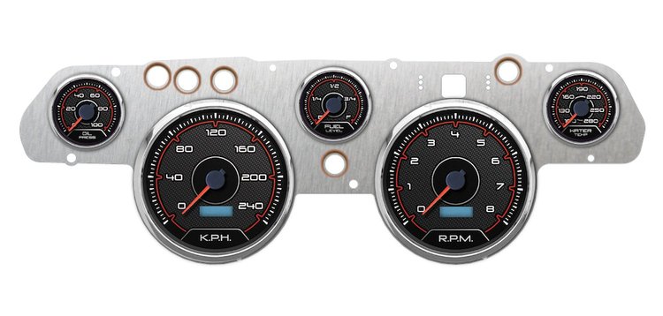 20705-01M CFR Redline Series Direct-Fit Gauge Kit, Ford Mustang 67-68, Black