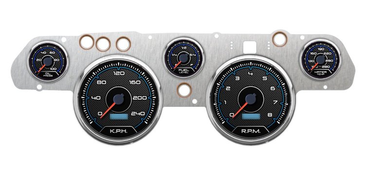 20705-05M CFR Redline Series Direct-Fit Gauge Kit, Ford Mustang 67-68, Blue