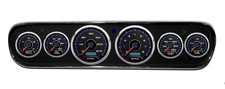 20706-05M CFR Blueline Series Direct-Fit Gauge Kit, Ford Mustang 64-66, Blue