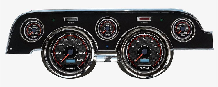 20707-01 CFR Redline Series Direct-Fit Gauge Kit, Ford Mustang 67-68, Black