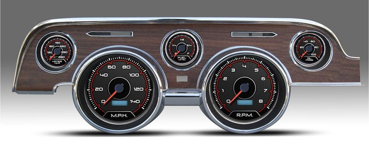 20717-01 CFR Redline Series Direct-Fit Gauge Kit, Ford Mustang 67-68, Black