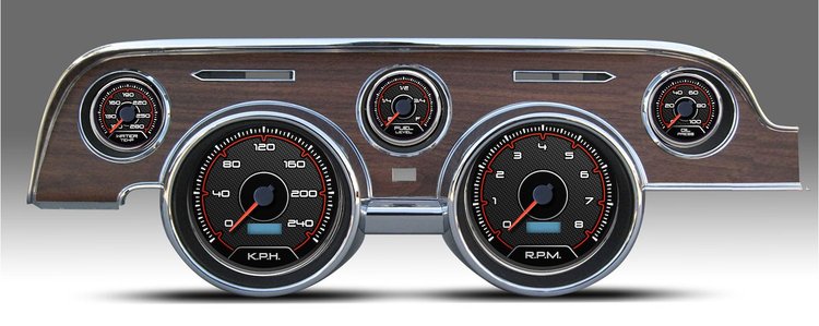 20717-01M CFR Redline Series Direct-Fit Gauge Kit, Ford Mustang 67-68, Black