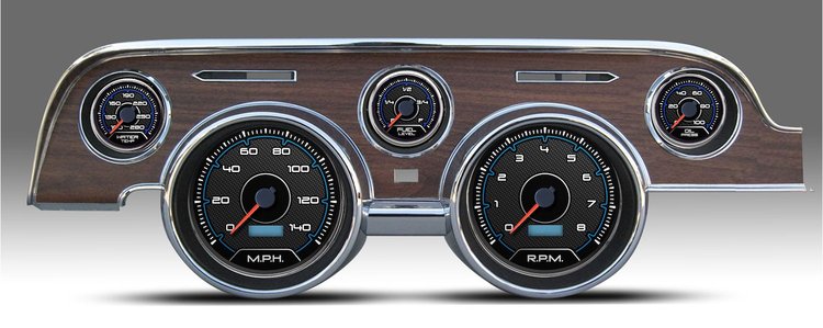20717-05 CFR Redline Series Direct-Fit Gauge Kit, Ford Mustang 67-68, Blue