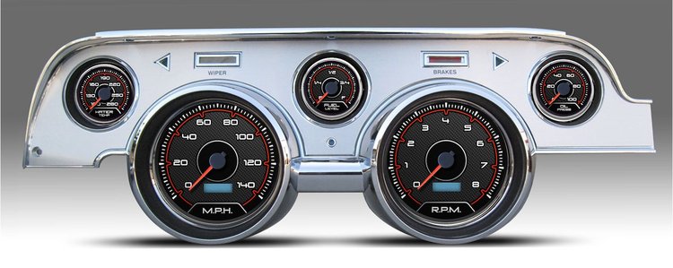 20727-01 CFR Redline Series Direct-Fit Gauge Kit, Ford Mustang 67-68, Black