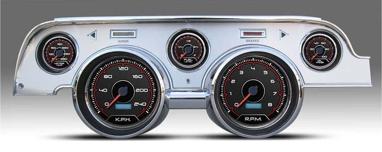 20727-01M CFR Redline Series Direct-Fit Gauge Kit, Ford Mustang 67-68, Black
