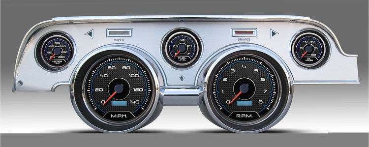 20727-05 CFR Redline Series Direct-Fit Gauge Kit, Ford Mustang 67-68, Blue