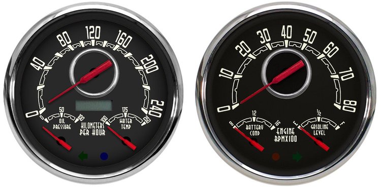 37257-01M Woodward Series 2-Gauge Kit, Black, 4-3/8 in.