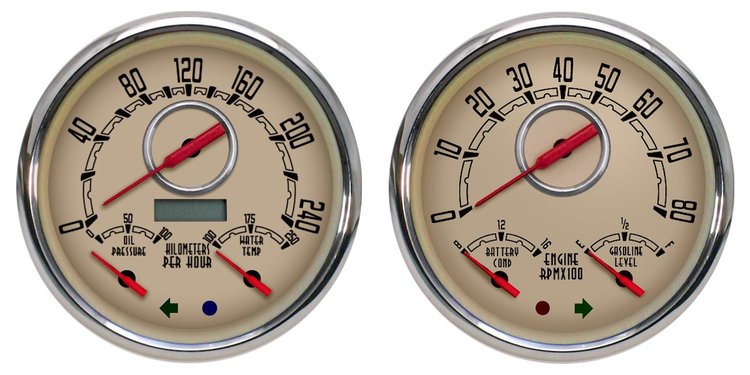 37257-02M Woodward Series 2-Gauge Kit, Beige, 4-3/8 in.