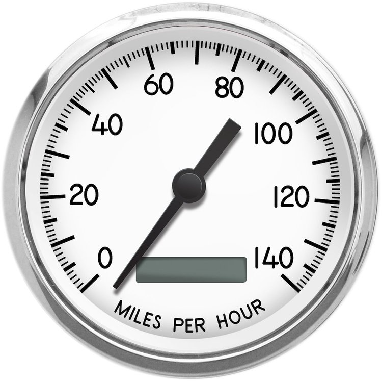40140-03 1940 Series Programmable Speedometer, White, 3-3/8 in.