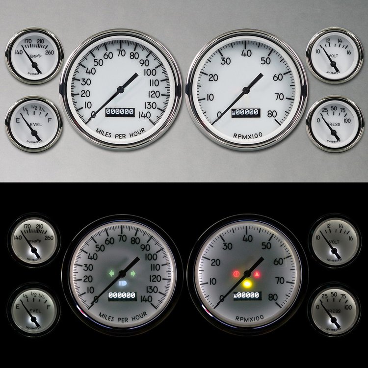 40659-93 1940 Series 6-Gauge Kit, White, 4-3/8 in.