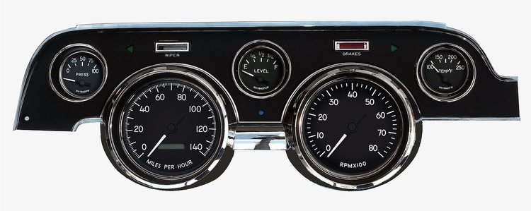 40707-01 1940 Series Direct-Fit Gauge Kit, Ford Mustang 67-68, Black