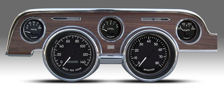 40717-01 1940 Series Direct-Fit Gauge Kit, Ford Mustang 67-68, Black
