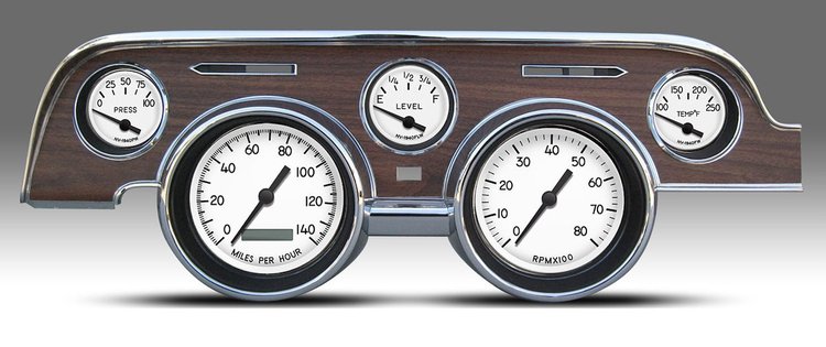 40717-03 1940 Series Direct-Fit Gauge Kit, Ford Mustang 67-68, White