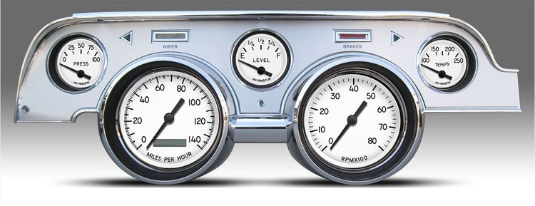 40727-03 1940 Series Direct-Fit Gauge Kit, Ford Mustang 67-68, White