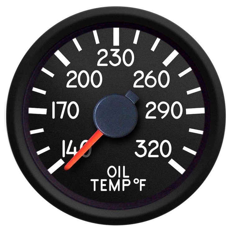 44193-01 Aviator Series Oil Temperature Gauge, Black, 2-1/16 in.