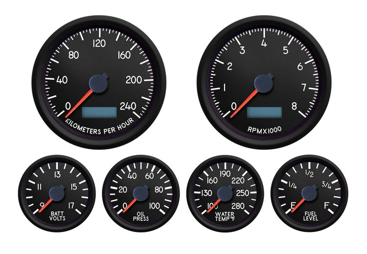 44649-01M Aviator Series 6-Gauge Kit, Black, 3-3/8 in.