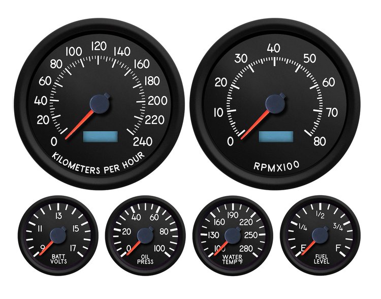 44659-01M Aviator Series 6-Gauge Kit, Black, 4-3/8 in.