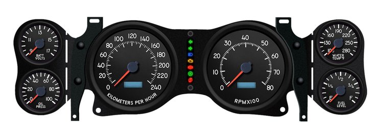 44670-01M Aviator Series Direct-Fit Gauge Kit, Chevy Camaro 70-78, Black