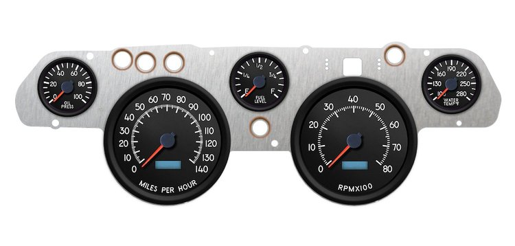 44705-01 Aviator Series Direct-Fit Gauge Kit, Ford Mustang 67-68, Black