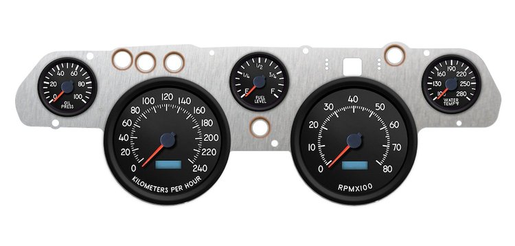 44705-01M Aviator Series Direct-Fit Gauge Kit, Ford Mustang 67-68, Black