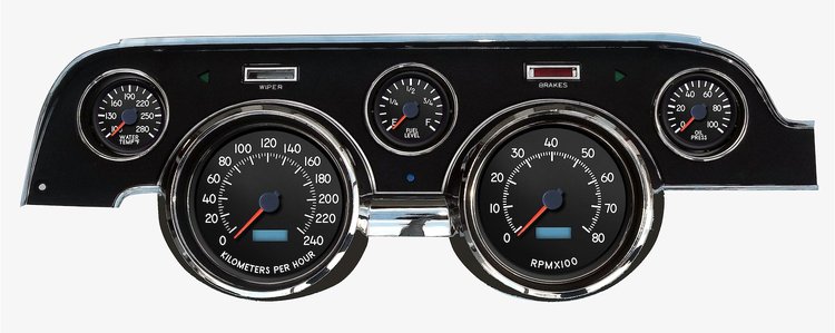 44707-01M Aviator Series Direct-Fit Gauge Kit, Ford Mustang 67-68, Black
