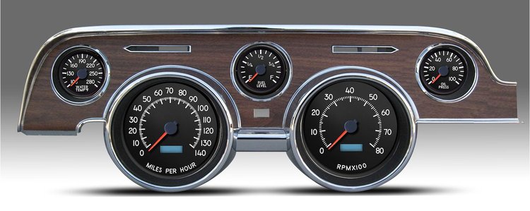 44717-01 Aviator Series Direct-Fit Gauge Kit, Ford Mustang 67-68, Black